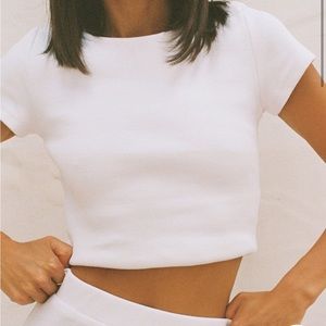 White classic crop tee